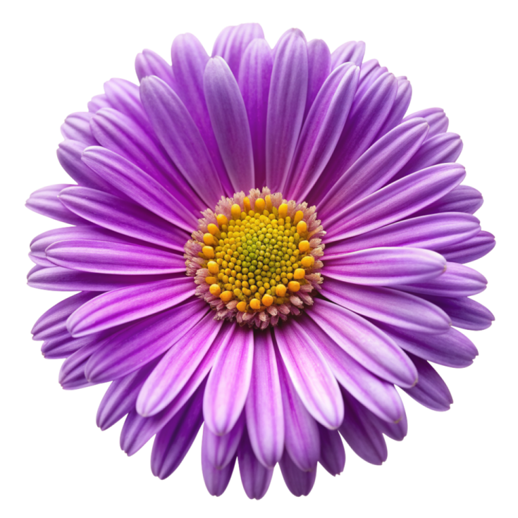 a purple flower on a white background