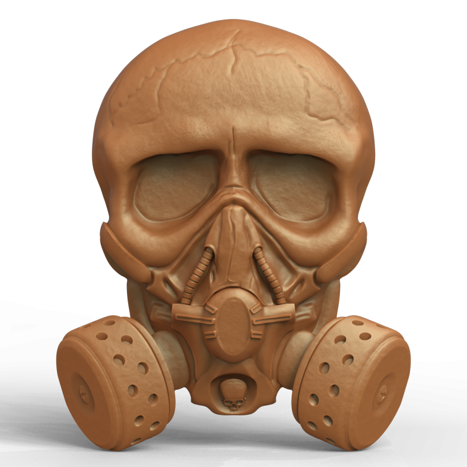 a skull with a gas mask on it