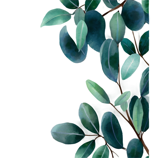 a watercolor painting of leaves on a white background