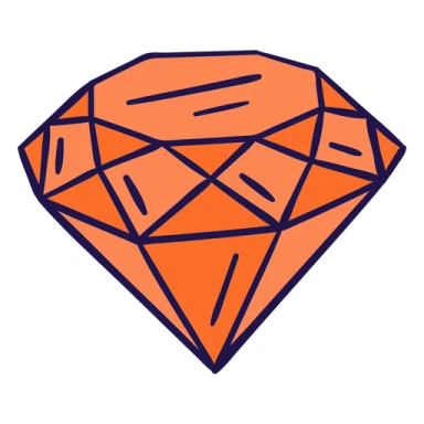 an orange diamond on a white background