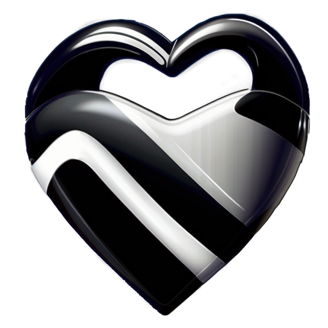 a black and white heart shaped object