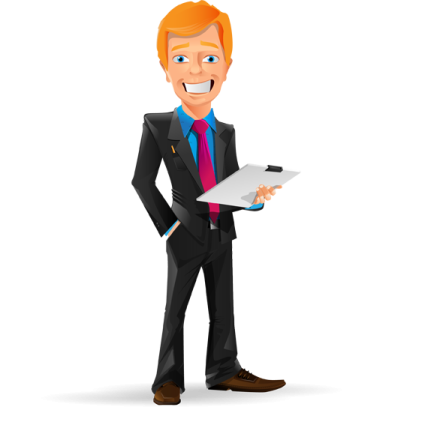 a man in a suit holding a clipboard