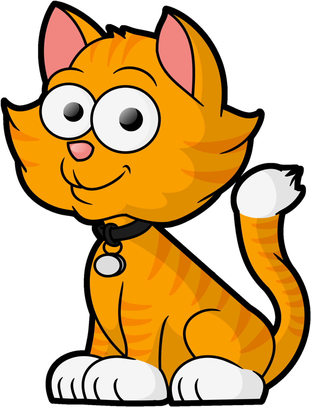 a cartoon cat sitting on the ground