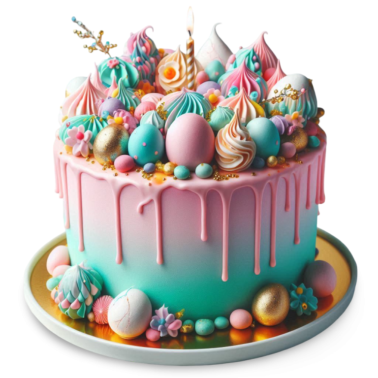 a birthday cake decorated with pink and blue icing