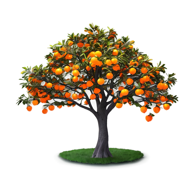 an orange tree on a white background