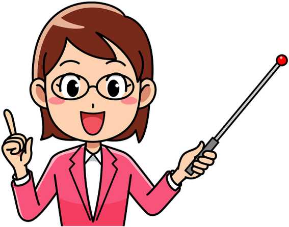 a woman in a pink suit holding a pointer