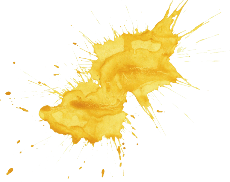 a yellow paint splash on a white background