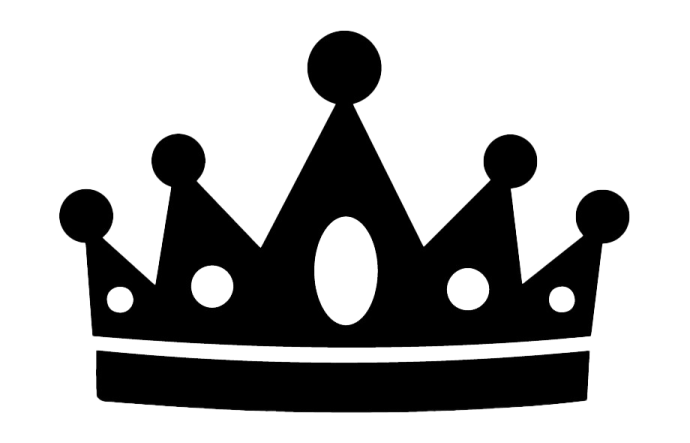 a black and white silhouette of a crown
