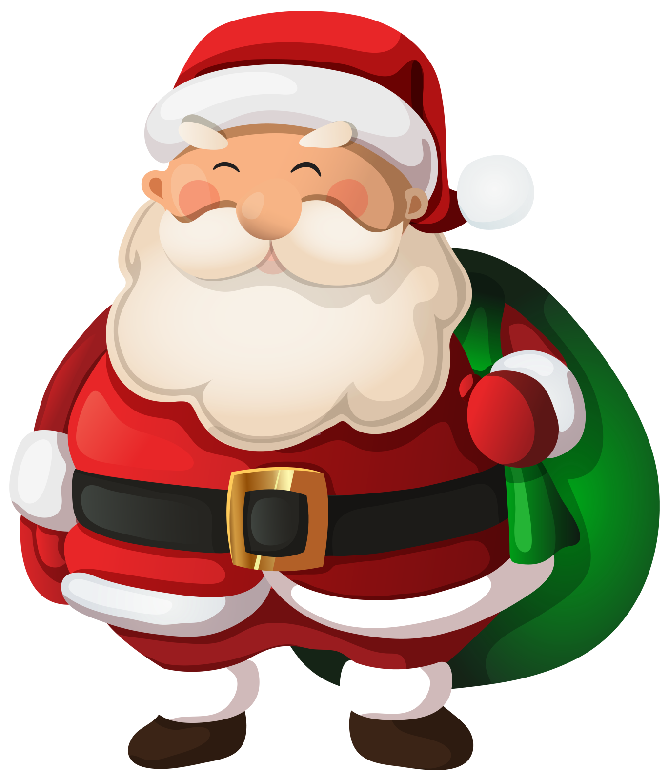 a cartoon santa claus with a bag of gifts