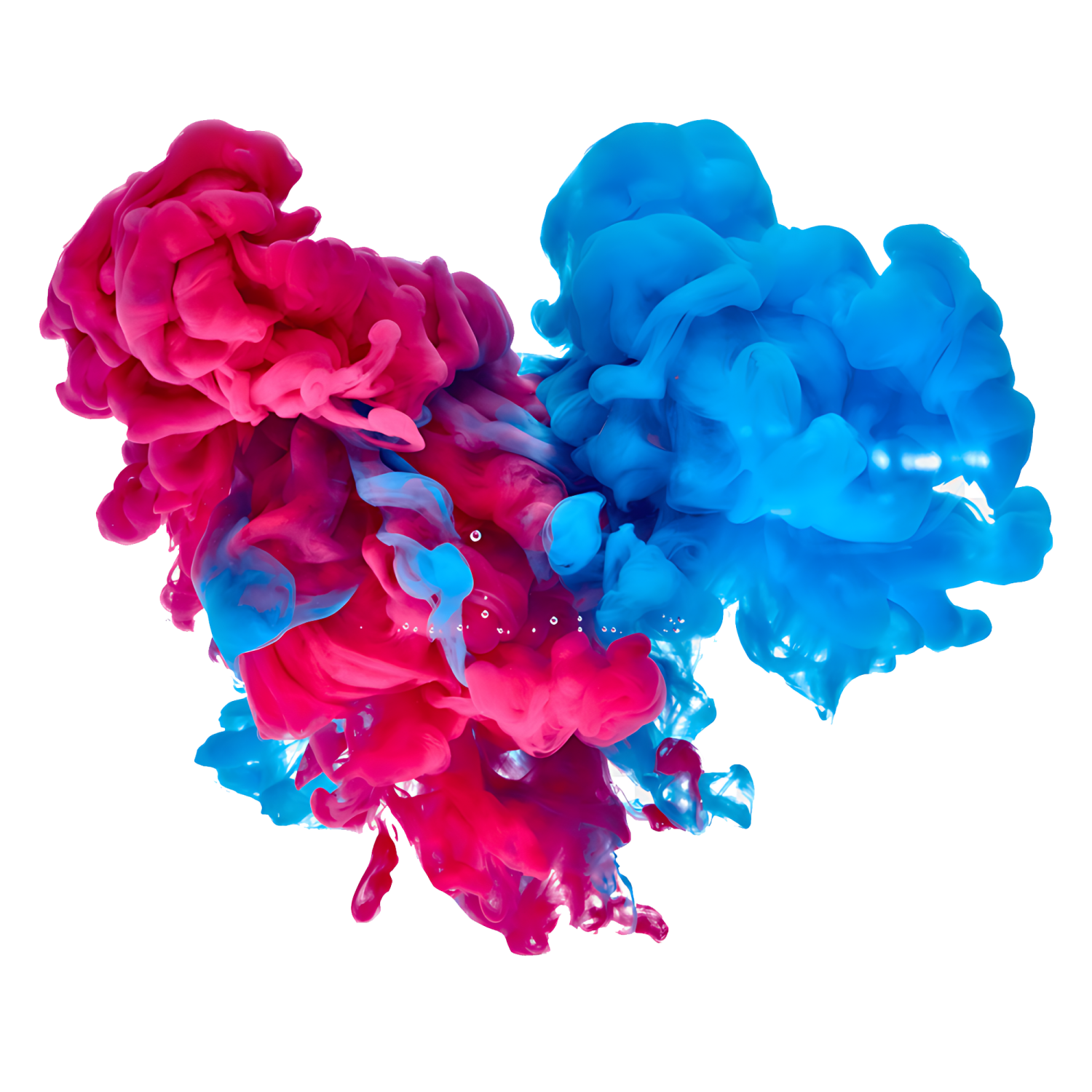 red and blue ink in water