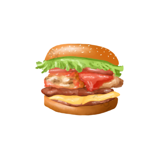 a hamburger on a white background