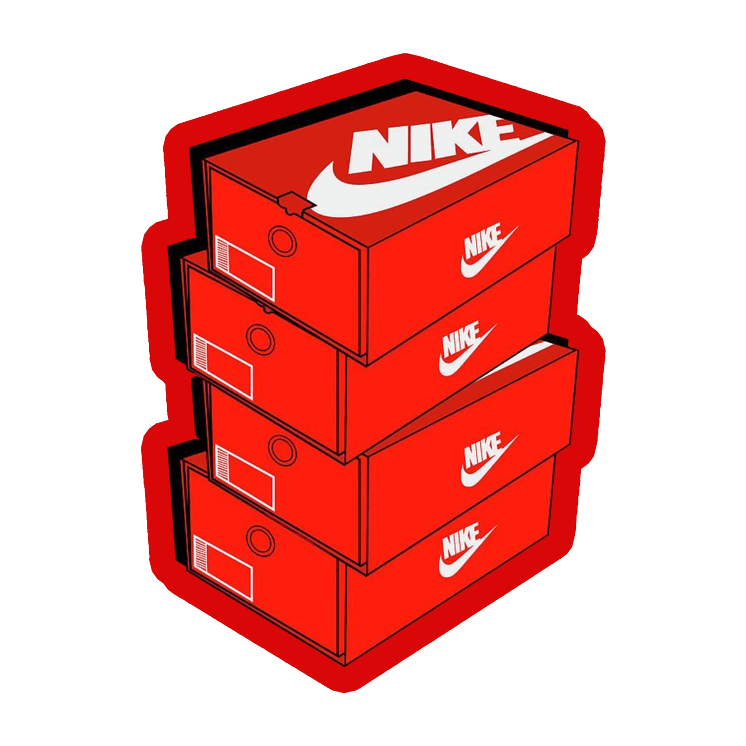 a pair of red boxes with white nike logo
