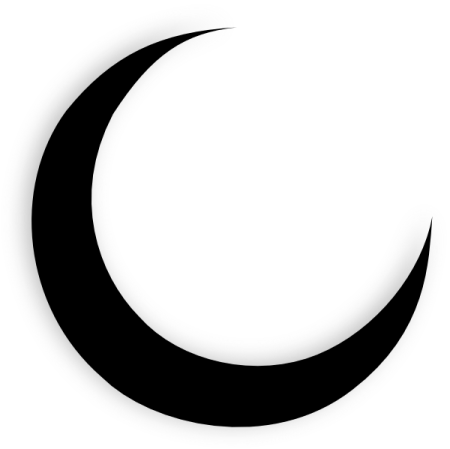 a black crescent on a white background