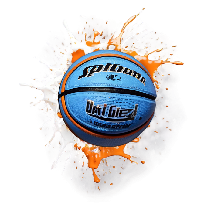 a basketball ball with orange paint splashing around it