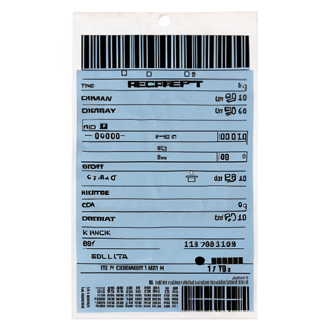 a blue label with a barcode on it