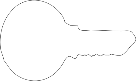 a black and white drawing of a key
