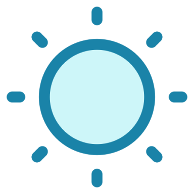 a blue and white sun icon
