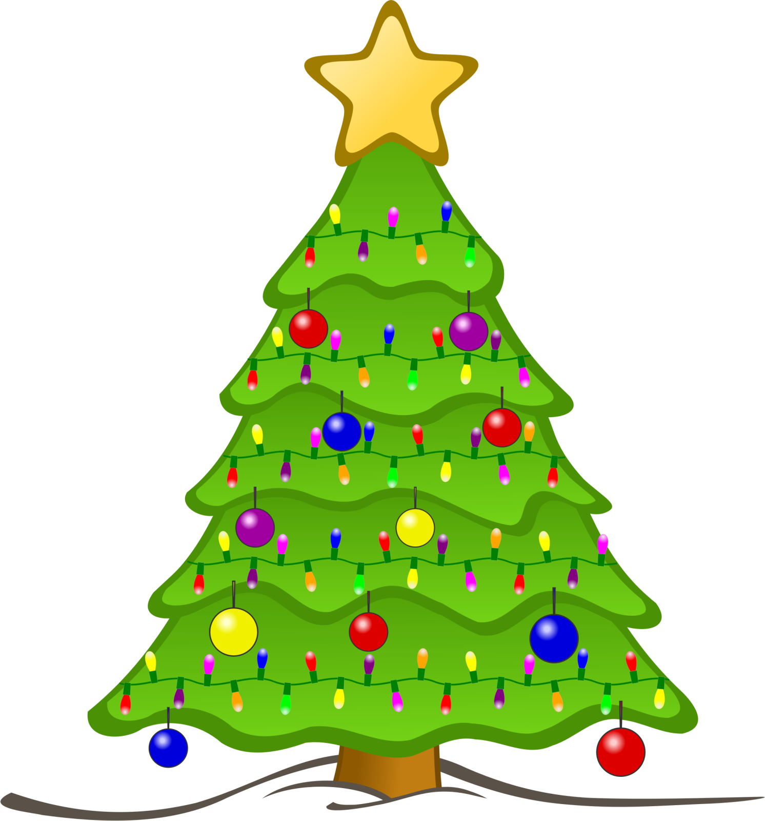 a christmas tree with ornaments and lights