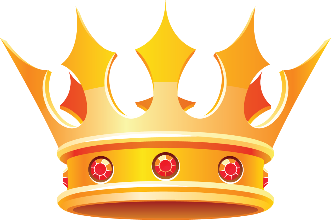 a gold crown with red eyes