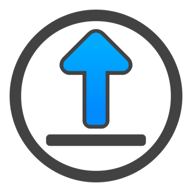 a blue arrow in the center of a circle