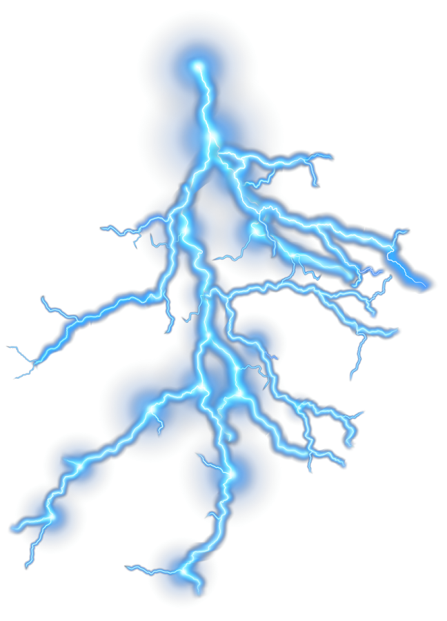 a blue lightning on a white background