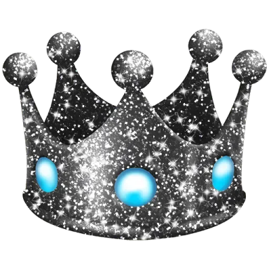 a black and white crown with blue eyes