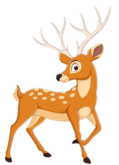 a cartoon deer with ants on its head