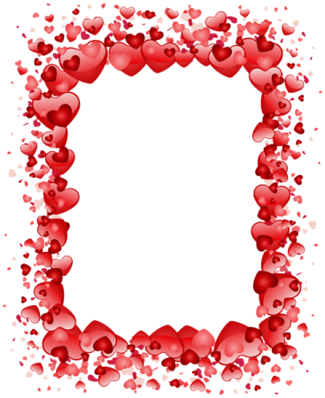 a frame made up of red hearts