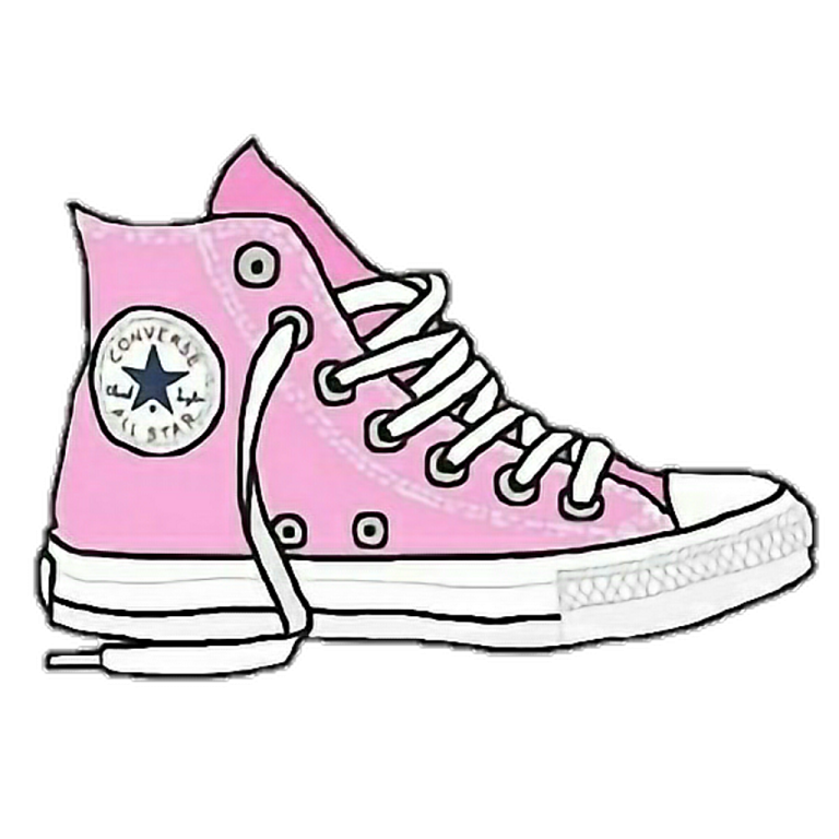 a drawing of a pink converse shoe