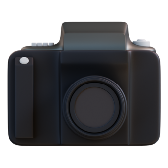 the front view of a black camera