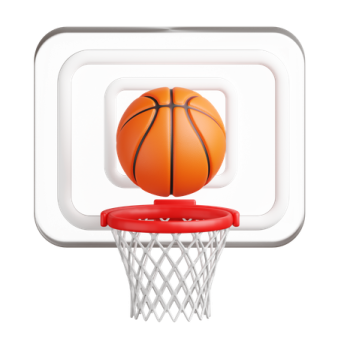a basketball hoop with an orange ball on it