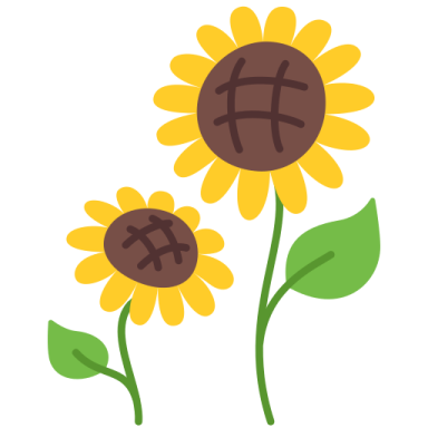 two yellow sunflowers with green leaves