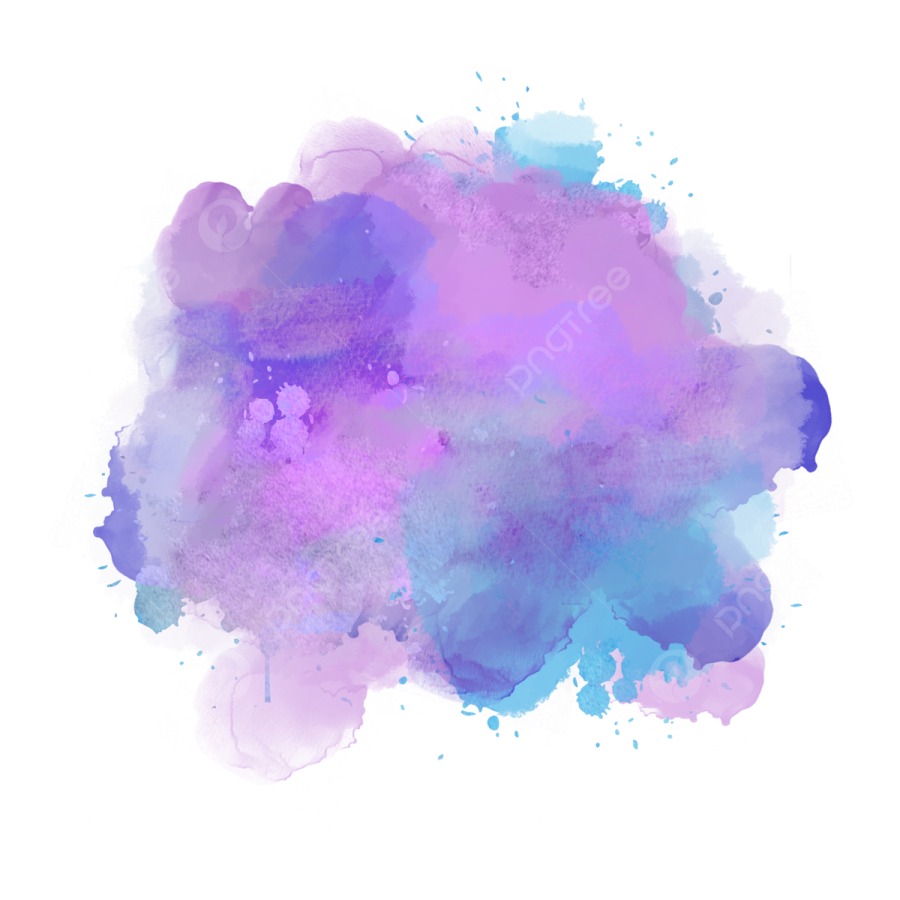 a purple and blue watercolor stain on white background
