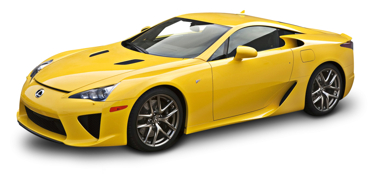 a yellow sports car on white background