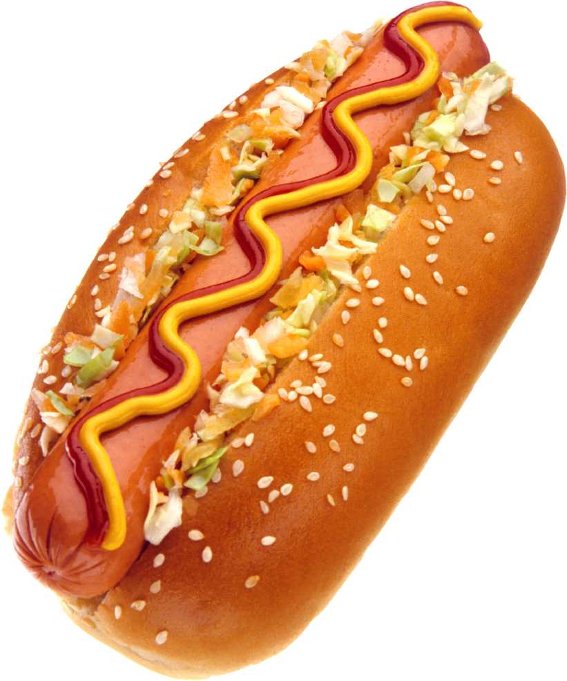 a hot dog on a bun