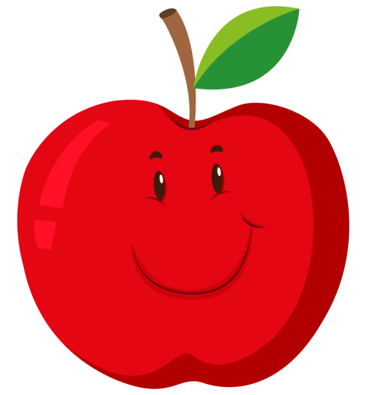 an apple with a smiling face