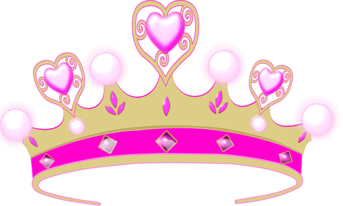a pink crown with hearts on it