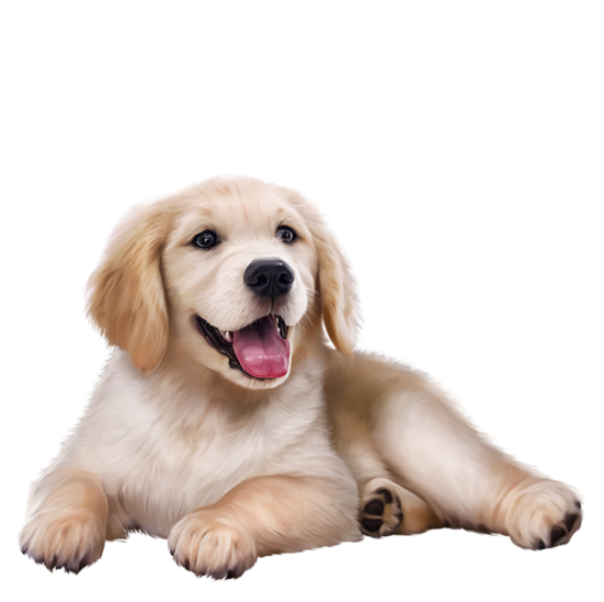 a small dog laying down with its tongue out