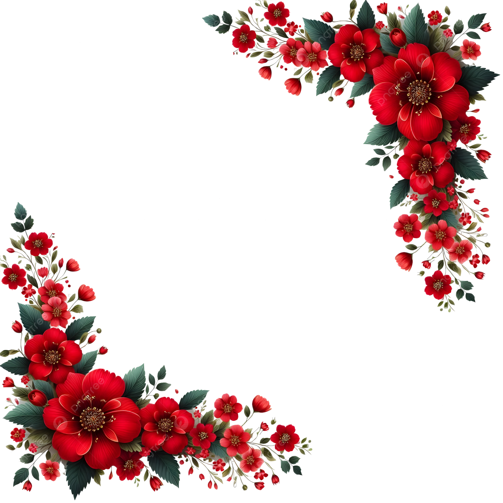 red flowers on a white background