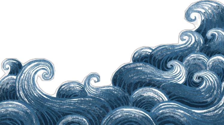 a drawing of waves in the ocean