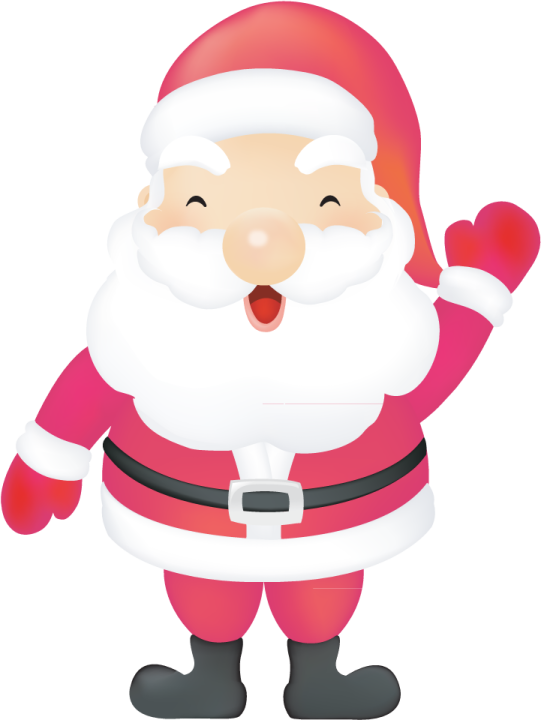 a cartoon santa claus with his hands up