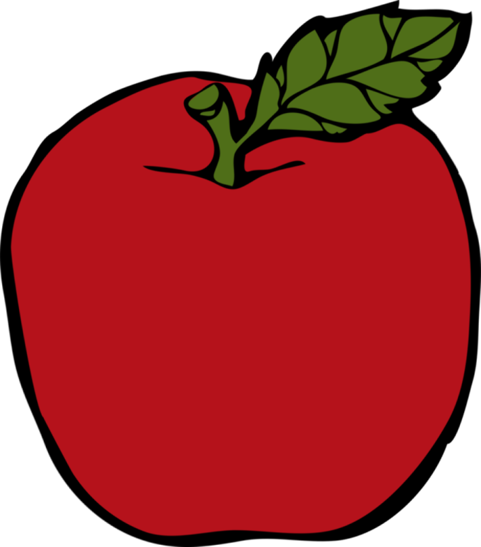 an apple with a leaf on it