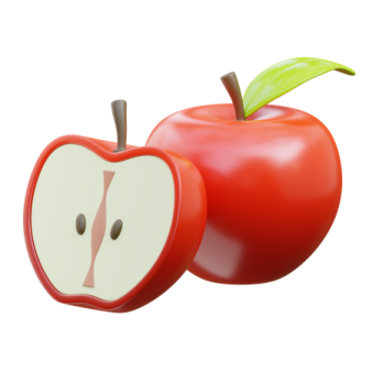 a red apple and an apple slice