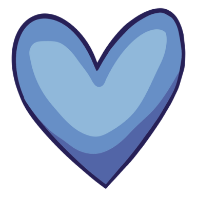 a blue heart on a white background