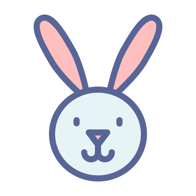 a rabbit's head with pink ears