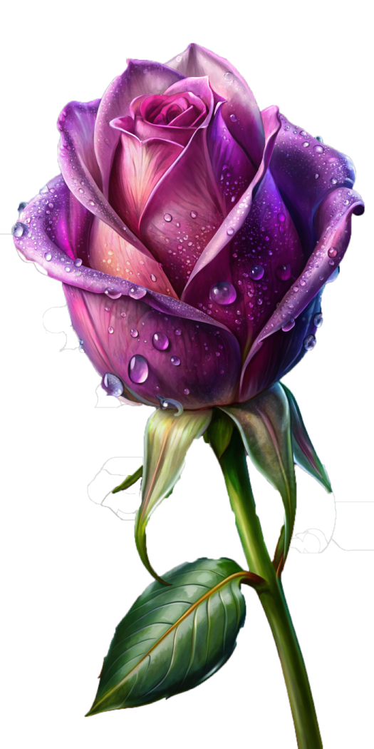 a purple rose with water droplets on it