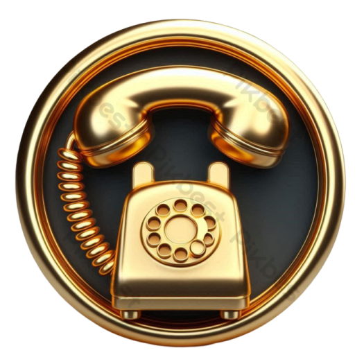 a golden telephone on a white background