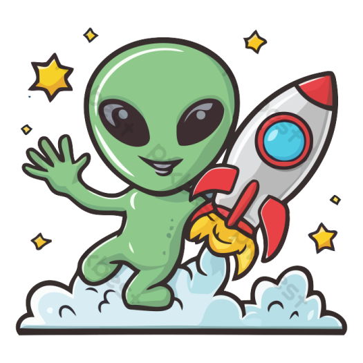 an alien with a rocket in his hand
