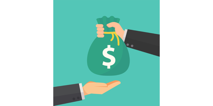 a hand holding a bag of money