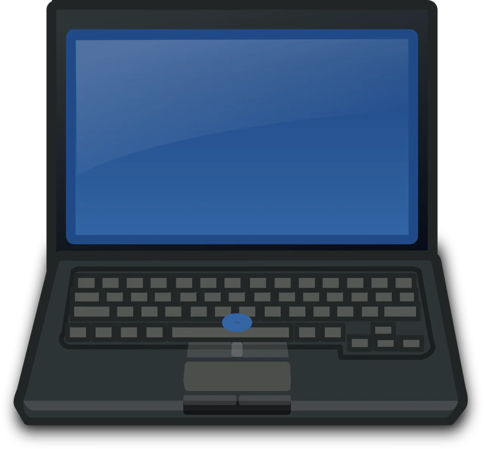 a laptop computer with a blue screen